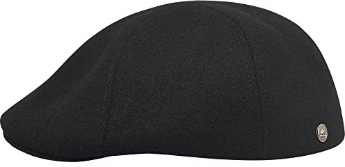 Sterkowski Rusty Schiebermütze | Wolle Schirmmütze Herren Winter | Baskenmütze Schlägermütze Gatsby Mütze Kappe Kasket 61 cm Schwarz