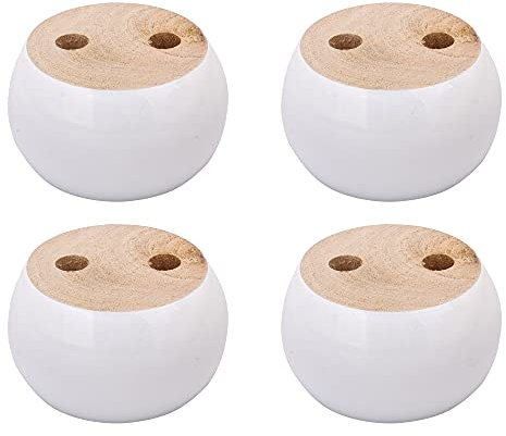 4pcs 40mmx67mm White Eucalyptus Wood Round Bun Furniture Feet Sofa Cabinet Couch Leg