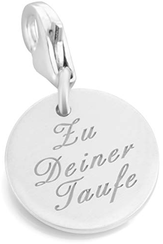 Charm Anhänger mit Gravur zur Taufe oder Kommunion Silberschmuck mit Namen Charm personalisierbar für Armband oder Kette Freundschaft Geschenk | HANDMADE IN GERMANY