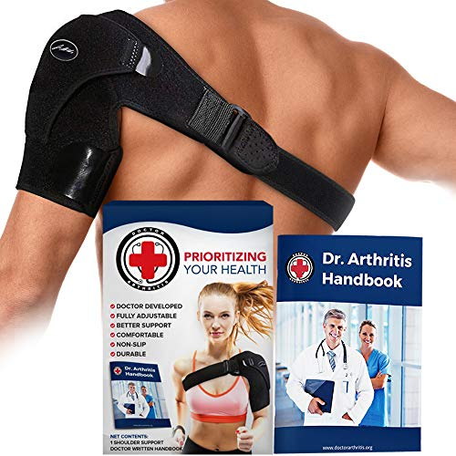 Tutore Spalla Ideato da Medici – Dispositivo Medico Registrato di Classe I – Ideale per Lussazioni, Tendiniti o Artrite – Fascia Braccio Sinistro e Destro (Nero, Taglia Unica, Confezione Singola)