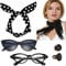 Seawhisper Rockabilly Accessoires Damen 50er Jahre Kostüme Frauen 1950er Jahre Zubehör Set Schwarz Halstuch Nickituch Katze Brille Ohrringe Haarband…