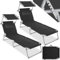 tectake® Set de 2 Chaise Longue Pliante Bain de Soleil Jardin Exterieur avec Pare Soleil & Appuie-tête Chaise Longue inclinable Transat de Plage Relax Jardin Camping Salon de Jardin Exterieur - Noir