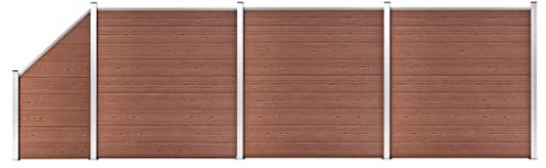 vidaXL WPC Zaun Set 3 Quadrate 1 Schräge Sichtschutzzaun Lamellenzaun Gartenzaun Windschutz Sichtschutz Zaun Steckzaun Systemzaun Garten 619x186cm Braun