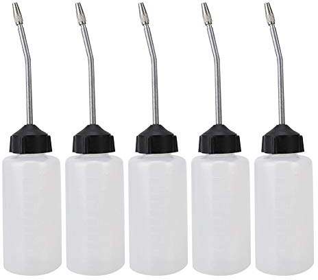 MAGT Ölflasche, 5 Stück Ölspender Nähmaschine Verlängerte Mutterspitze 120ml Ölspender für Maschinenfabriken, Haushaltsnähmaschinen (Schwarz)