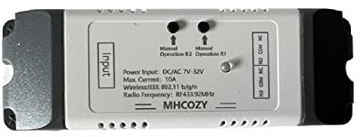 MHCOZY Módulo de interruptor de relé RF WiFi de 2 canales, aplicación Ewelink, control remoto WIFI para control inteligente de acceso a la puerta del garaje, compatible con Alexa Goolge Home (5-32V)
