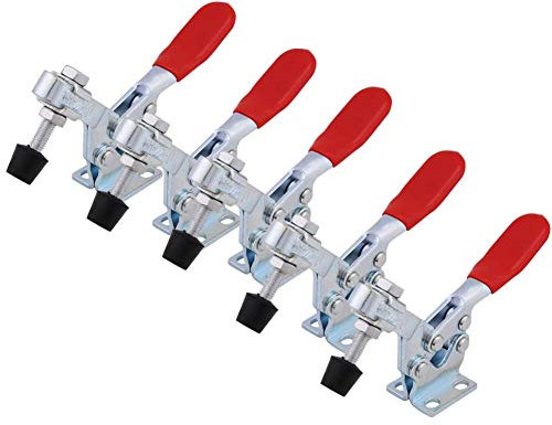 5 Pezzi Toggle Morsetto, Morsetti A Ginocchiera Orizzontale Utensile a mano, Morsetti a Leva Orizzontale Morsetto a Sgancio Rapido, Rosso