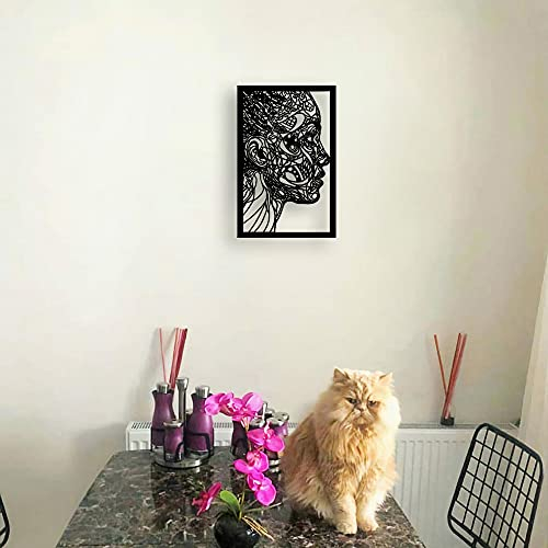 Arte de línea minimalista Cara de mujer Decoración de pared de metal Arte estético Carteles Arte de pared Pintura minimalista para dormitorio Arte de línea para niñas Mujeres Impresión de carteles