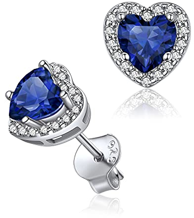 ChicSilver Silber Ohrstecker mit Herz Tansanit Gebursstein Damen Mädchen Hypoallergen Ohrschmuck mit Zirkonia für Braut Mama Schwester