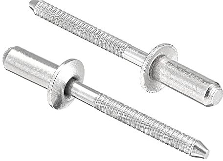 sourcing map Rivetti ciechi, in acciaio inox 304, rivetti per la decorazione del nucleo, 4,8 mm, diametro 13 mm, lunghezza dell'impugnatura chiusa, tono argento, 25 pezzi