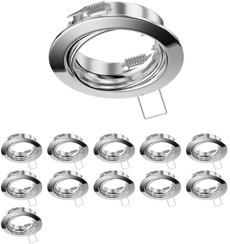 ledscom.de 12 Stück Deckeneinbaurahmen FERE, rund, schwenkbar, chrom glänzend