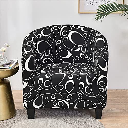 Highdi Sesselschoner Sesselüberwurf mit Elastisch Stretch Husse, Club Chair Schonbezug Sofabezug mit hoher Dehnung Sessel für Clubsessel Loungesessel Cocktailsessel (Schwarz abstrakt)