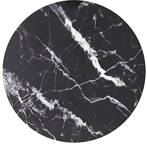 Susany Tischplatte, Glasplatte Tisch, Glasplatte Rund, Tischplatte aus Gehärtetem Glas Tisch, Glasscheibe, Hartglas in Marmoroptik, Schwarz Ø60x0,8 cm