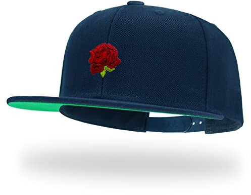 tilgomedal Cappelli Snapback per gli uomini Skull Ricamo Regolabile Solido Piatto Bill Cappello Unisex Cappelli da Baseball, Ny Rose, Large-X-Large