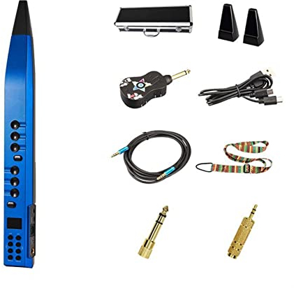 KESHUO Elektrische Blasrohr Eingebautes Drahtloses Transceiver Elektrische Saxophon-professionelle Leistungsstufe Elektronische Röhrenflöte Blechbläser Saxophon Anfänger Kit (Color : Blue)