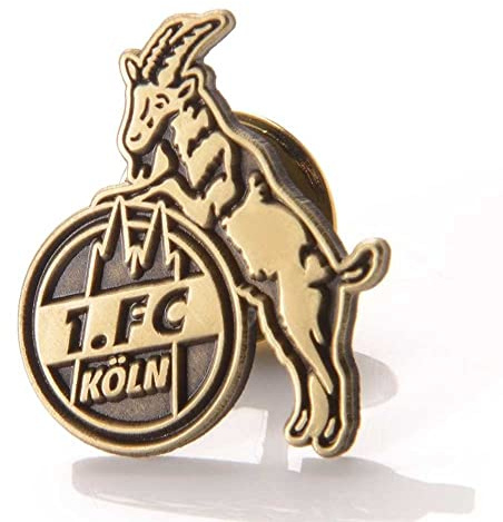 1. FC Köln Pin - Hennes Logo antik Gold - Button Anstecker - Plus Lesezeichen I Love Köln