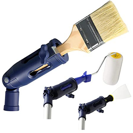Multi-Angle Paint Roller Pole with Brush - Extendable for Walls, Ceilings & Corners, Fits Standard Rod