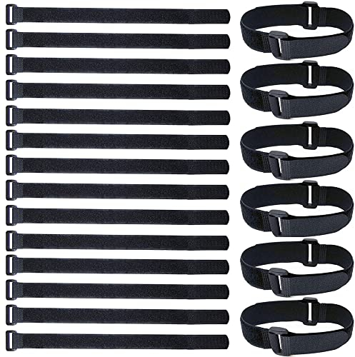 Gebildet 20pcs Wiederverwendbare Klettkabelbinder,Klettverschluss Klettbänder mit Schnalle, Kabelbinder mit Klettverschluss für Kabelmanagement (2cm×30cm, Schwarz)