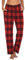 Ekouaer Schlafanzughose Damen Kariert Lang Weich Pyjamahose Lange Hosen Freizeithose Strandhose Hose Rot S