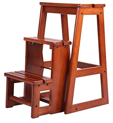 DASHADAO Leiter Klapptrittleiter Tragbares Blumenregal Multifunktionaler 3-Stufen-Leiterhocker Treppenstühle Küche Badezimmer Büro Klapptrittleiter aus Holz Trittleiter