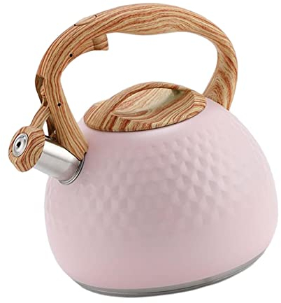 YSWPNA Herdplatte Lauter Flötenkessel Wasserkessel Helle Teakessel Herd Edelstahl Kochen Teakessel Wasserkocher Moderne Teekanne für Küche Rosa