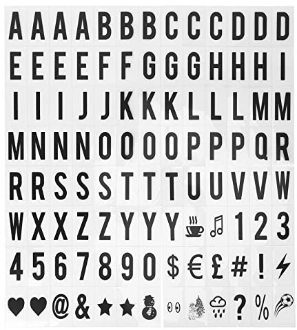 104 Stück -Leuchtkasten-Ersatzbuchstaben und Zahlen, Schwarz für A4-Briefkasten, Nachrichtenbrett, 65,4 x 35 mm (LED-Lichtbox ist nicht im Lieferumfang enthalten). (Farbe: Schwarz)