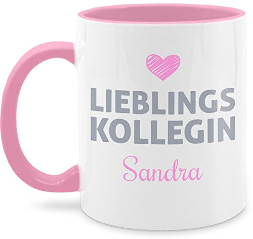 Tasse Tassen 325ml - Kollegen - Lieblings-Kollegin Name - Geschenk personalisiert Abschiedsgeschenk Kollegin Mitarbeiterin Wichtelgeschenk Lieblingskollegin Weihnachten - 325 ml - Rosa