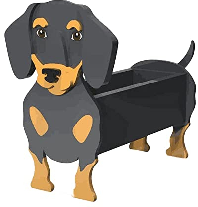 JILIP Dackel Hund Pflanzer Blumentöpfe, T Blumentopf, Schöne Schreibtisch Aufbewahrungsbox Blumentopf Pflanzenbehälter Rahmen, für Terrassentopf (Size : 16.9 * 9.8inch)