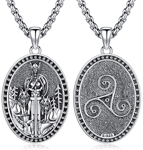 Eusense Wikinger Göttin Halskette 925 Sterling Silber Anhänger Nordic Valkyrie Freya Halskette Mythologie Schmuck für Frauen Geschenke