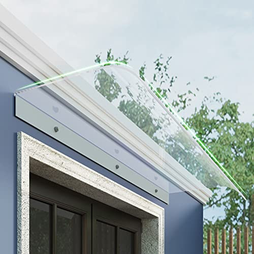 KDDEON Auvent de Porte d'Entrée,Toit Abri Protection Contre La Pluie et UV,Marquise de Porte et Fenêtres Évolutive,Marquise en Polycarbonate Transparent,Marquise d'accueil de Porche (40x40cm/16 x16)