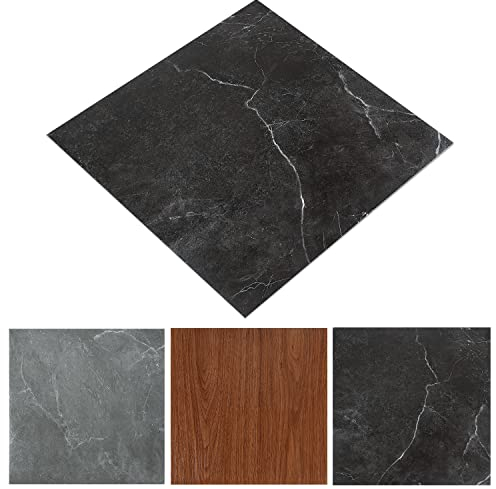 Izrielar PVC Bodenbelag, Selbstklebende Vinylboden 30x30cm, Rutschfeste Wasserdichte Schneidbar Fliesenoptik Bodenfliesen, Fussbodenheizung Fliesen, Vinyl Boden, (11PCS, 1m², Schwarz Marmo)