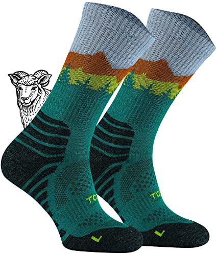 TODO BP LIGHT Dünn Merino Wandersocken für Herren, Damen,Trekking-Socken, Atmungsaktiv, 55% Merinowolle Blend Funktionssocken, Outdoor (Falcon Petrolio, 39-42)