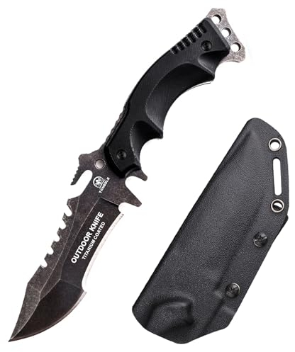 TANSOLE Outdoor Messer 11.8cm Feststehende Klinge Jagdmesser für Bushcraft Survival Camping Outdoormesser überlebensmesser (Kydex Scheide)