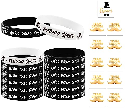 HOWAF Addio al Celibato Gadget Sposo, 12 Pack Braccialetti in Silicone Tatuaggi Temporanei per Costume Addio al Celibato Sposo Matrimonio Nozze Bachelorette Parties
