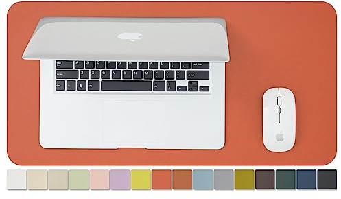Kompakte Leder-Schreibtischunterlage – rutschfeste PU-Schreibtischunterlage und Mauspads für Büro und Zuhause – Schreibtisch-Organisation und Zubehör (Orange,60cmx 30cm)