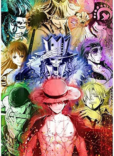 LORDOS 5D DIY Diamond Painting Kit Complet,One Piece Poster Manga Dessin Diamant Peinture Broderie Point de Croix Diamond Painting Kits pour Maison Bureau Décoration 30x40cm