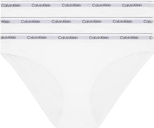 Calvin Klein Damen 3er Pack Slips Bikini Form Baumwolle mit Stretch, Weiß (White/White/White), M