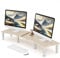 Dual Monitor Stand Riser, Monitorständer mit einstellbarer Höhe Stahlbein, Holz Monitorständer für Schreibtisch, Monitor Riser für 2 Monitore mit Stauraum