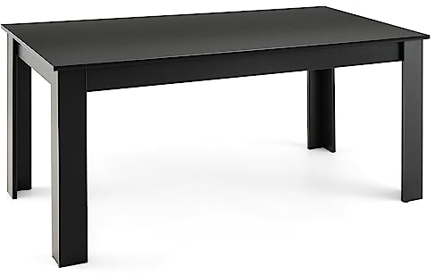 Giantex Table à manger extensible de 160 cm pour 8 personnes, table à manger fixe avec pieds en L robustes, table moderne pour cuisine et salle à manger, noir