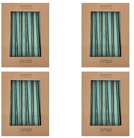 Stabkerzen 40er-Set | Grün | Höhe 25 cm ø 2,2 cm | Brenndauer 7 Stunden - Premium Qualität | einfarbige Spitzenkerzen | pajoma®