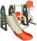 Maxmass Toddler Slide and Swing Set, Children Playground Playset with Basketball Hoop, Long Slide and Climb Ladder, Indoor Outdoor Kids Play Area for Boys Girls (Orange+Green, 173x191x120cm)