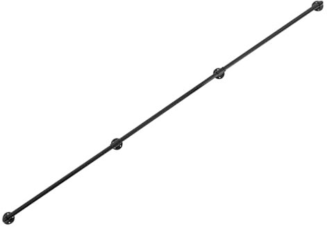 SABUIDDS 90CM-270CM Stahlrohre und Gusseisen Handlauf Geländer Treppengeländer Schwarzer Wandhandlauf Wand Treppe mit halbrunden Abschlüssen und Haltern für Innen und Außen, Rund Ø32mm (9FT/274CM)