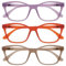 OPULIZE KAT Lesebrille - 3er-Pack - Cat-Eye Katzenaugen-Fassung - Lila, Orange, Taupe - Herren & Damen - Federscharniere - RRR59-5GU - +1.00
