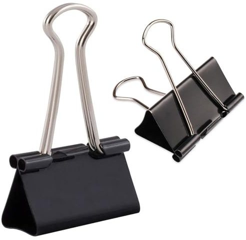 10Pcs Bulldog Clips 51mm Paper Clips Black Metal Foldback Clips Strong Steel Paper Holder File Money Papper Stationary Clamps for Office School Home Kitchen Shops