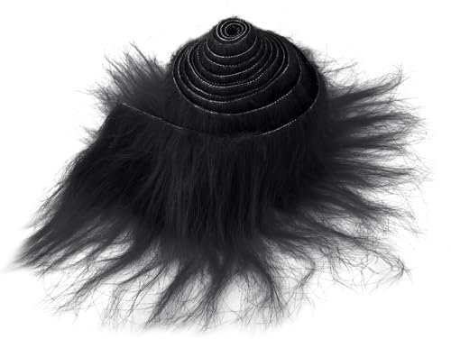 Kunstfell Zum Basteln 2 X 70 Zoll Furry Faux Precut Strips Zotteliger Kunstleder Plüsch Kunstpelzstoff Pelz Fell Fluffy Stoff Kunstpelz Für Zwerge Bart Haare Cosplay Diy Weihnachts (Schwarz)