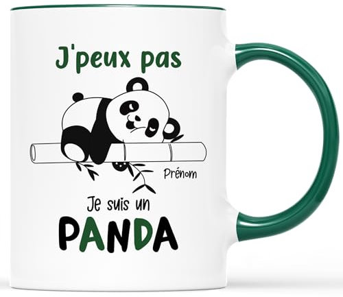 𝗖𝗔𝗗𝗘𝗔𝗨 𝗣𝗟𝗨𝗦 Mug Personnalisé Prénom - J'peux Pas J'suis Un Panda - Tasse a cafe Humour, Mug Drole, Tasse Humoristique, Tasse Rigolote Femme, Mug Drole Homme