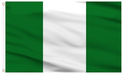 Ahfulife Bandera de Nigeria 90cm x 150 cm, 2 Piezas Grande Con Ojales De Latón, Poliéster Para Desfiles Al Aire Libre, Fiestas, Decoraciones De Jardín