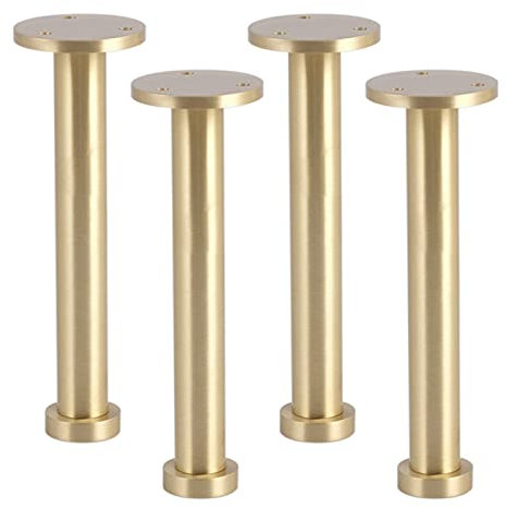 Lot de 4 pieds de meubles réglables en laiton - 18 cm - Pour armoire, chaise, table basse - Finition dorée