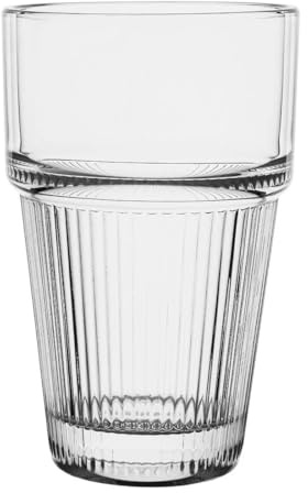 Olympia Olympia Ridged Stacking Tumbler - 300ml (Box 6) | Ridged design allows space-saving stacking to clear bar space quickly, built for intensive commercial drinkware use.