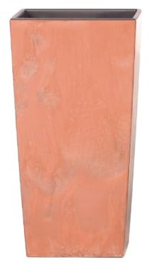 Stolmet Tall Flower Pot, Square Planter, Suitable for Indoor and Outdoor Usage, Perfect for Home and Garden Decoration, Capacity of 2L to 91.5L (Terracotta Concrete Effect, 16.3 Litres)