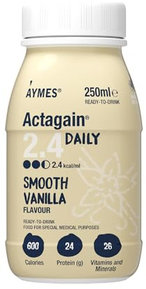 AYMES ActaGain 2.4 Daily - Smooth Vanilla - 12 x 250ml | High Energy Nutritional Drink, Suitable Ages 6+, Gluten Free